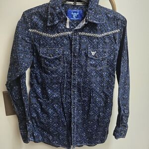 Cowboy Hardware Boys' Navy Patterned Button-Down Shirt